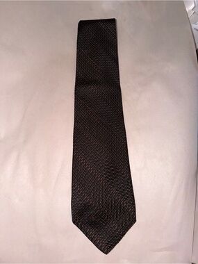 Valentino Black Tie with Subtle Brown Knit Stripe